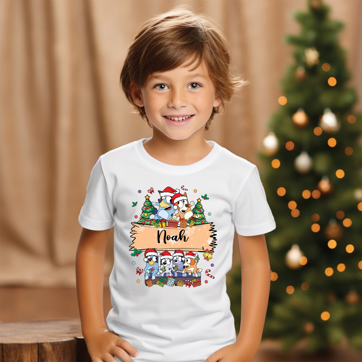 Personalized Blue Dog and Friends Christmas DTF Transfer