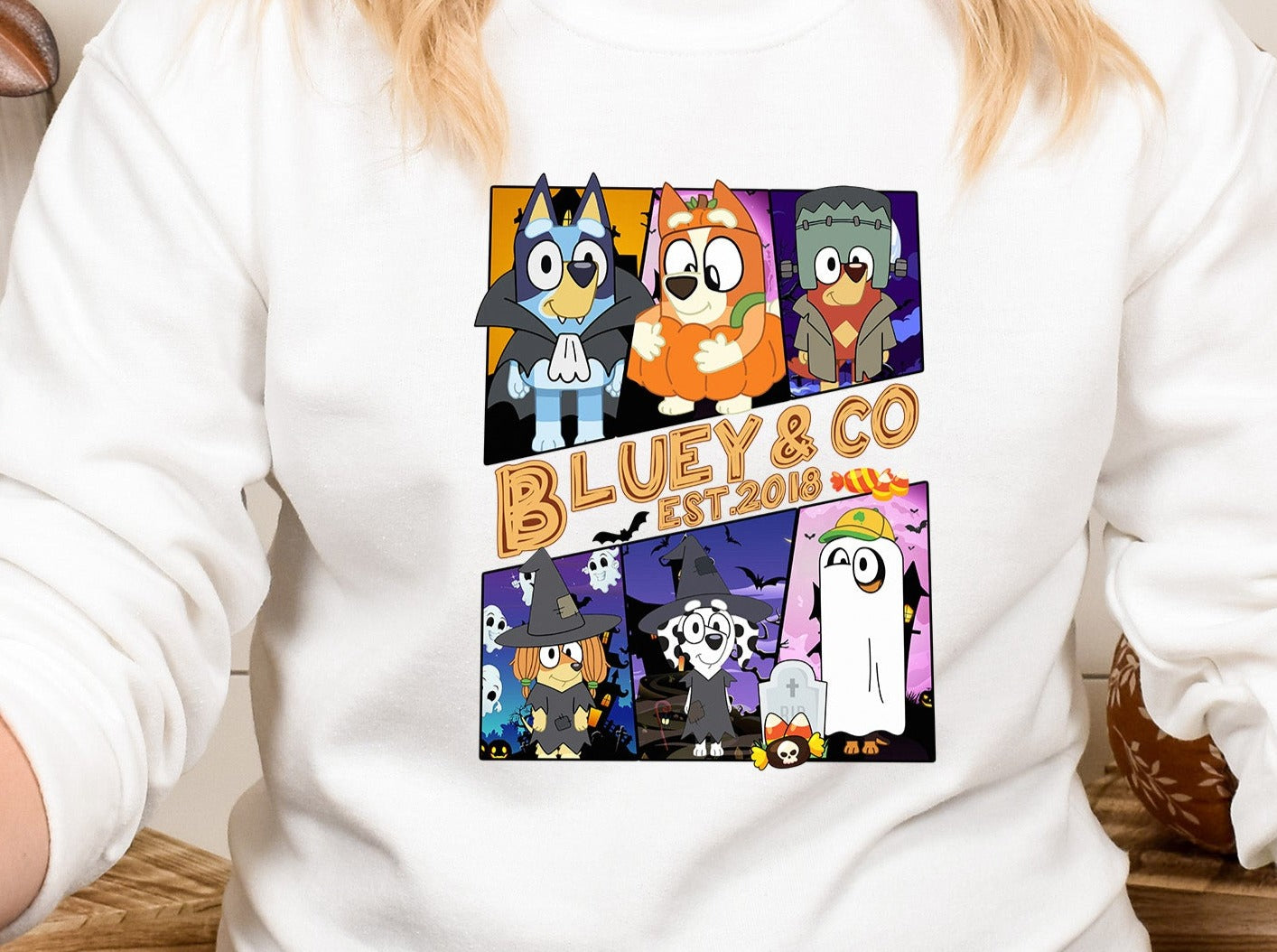 Halloween Blue and Friends Company Est. 2018, Halloween DTF Transfer