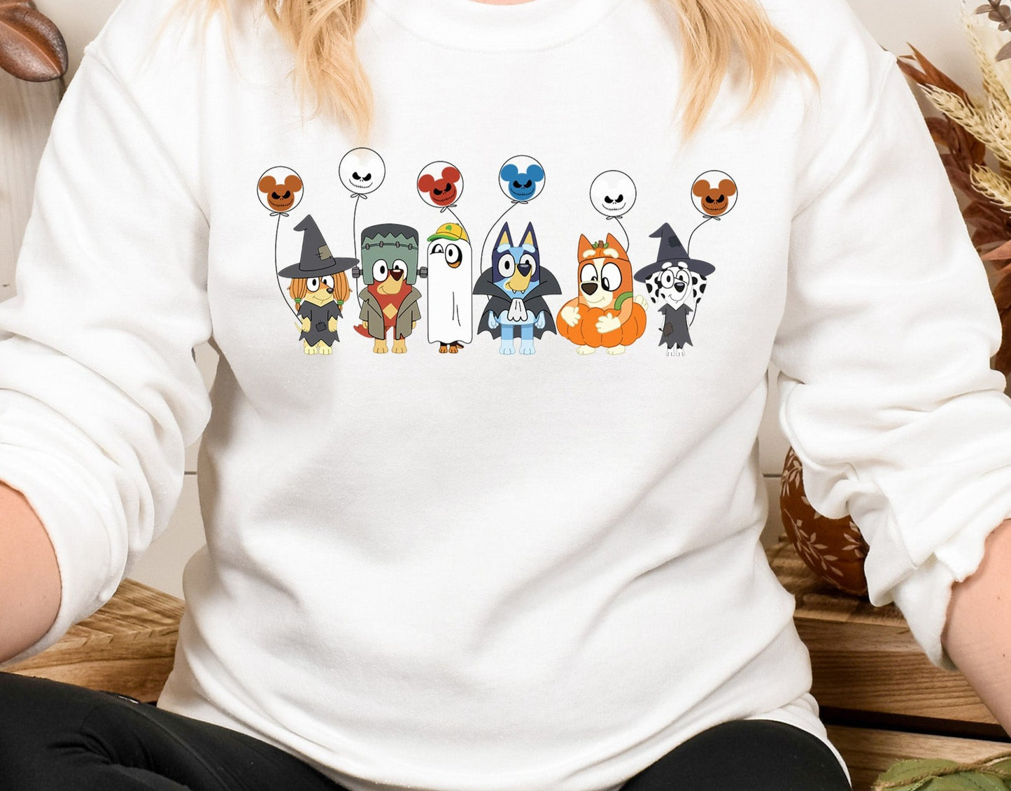 Halloween Blue Characters with Balloons DTF Transfer