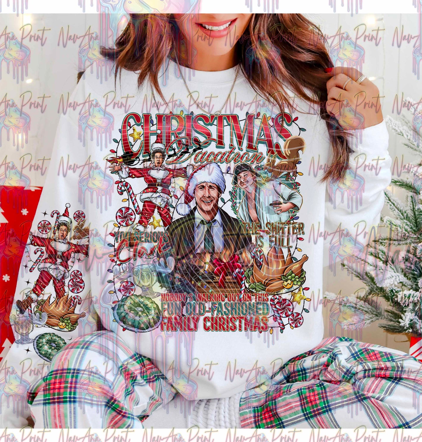 Clark and Family Christmas Theme w/Sleeve option DTF Transfer