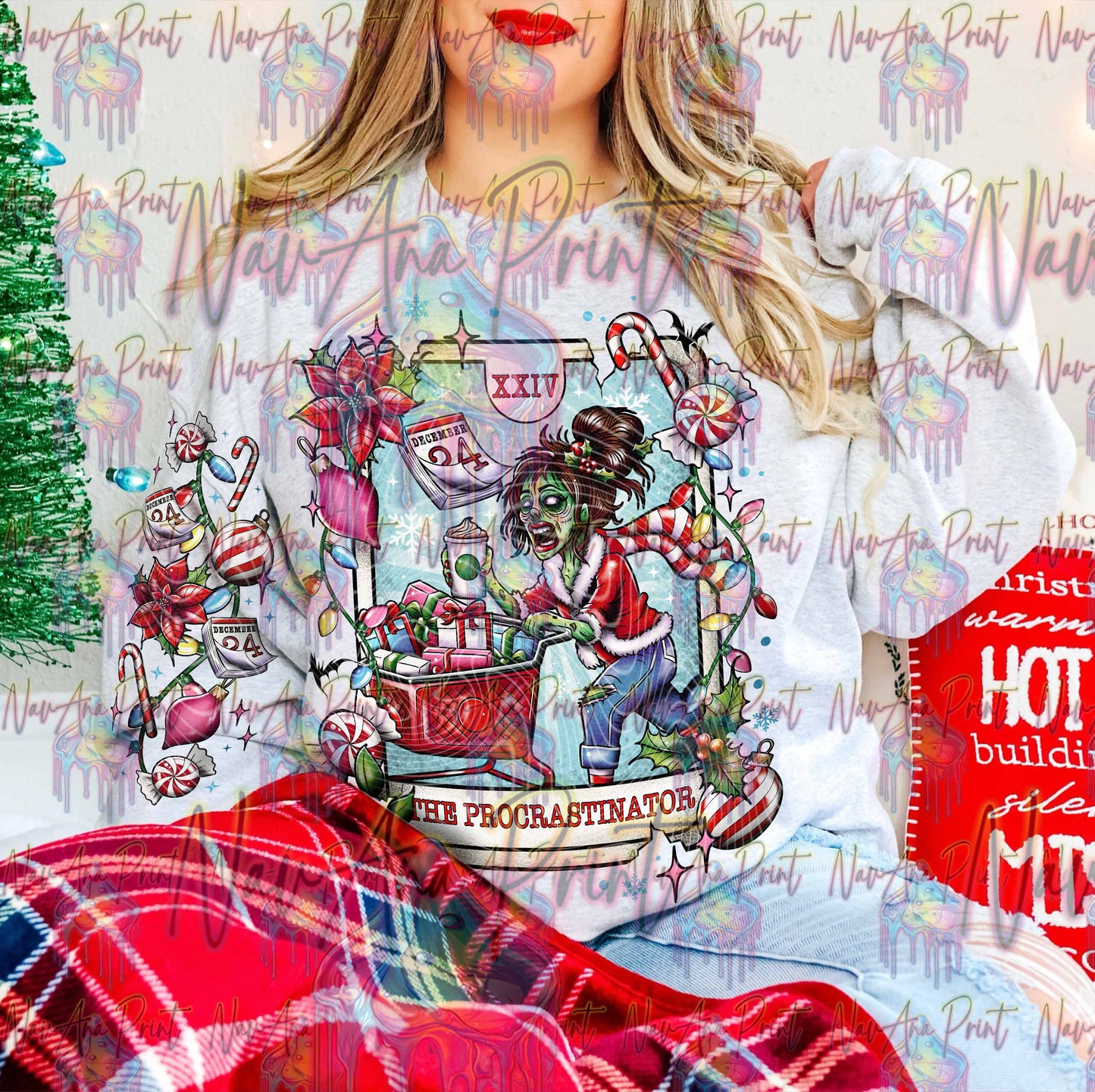 Creepy Christmas Tarot The Procrastinator Theme w/Sleeve option DTF Transfer