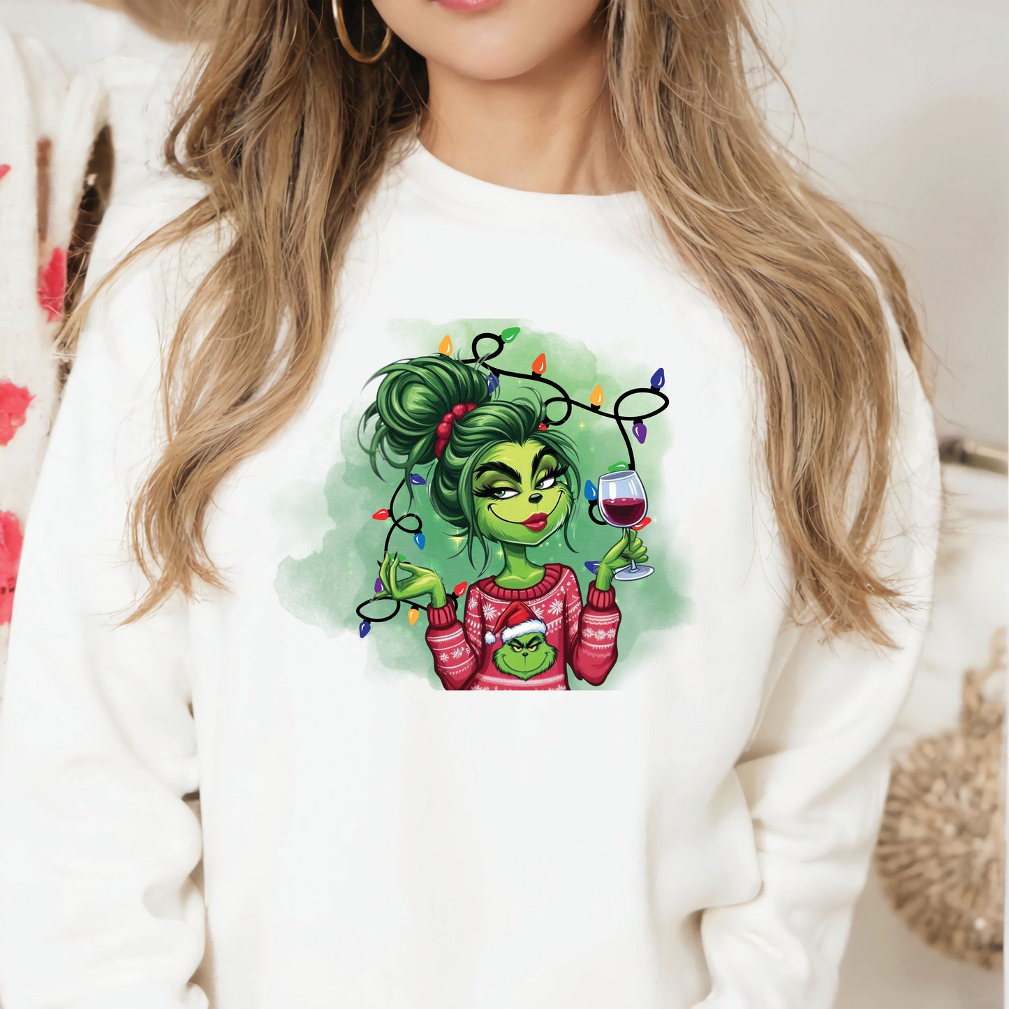 Boujee Green Girl Drinking Wine DTF Transfer