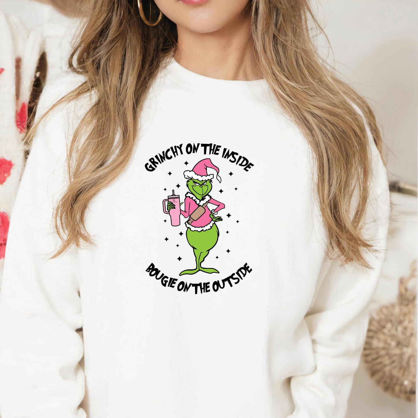 Mean Green Christmas-Bougie On The Outside DTF Transfer