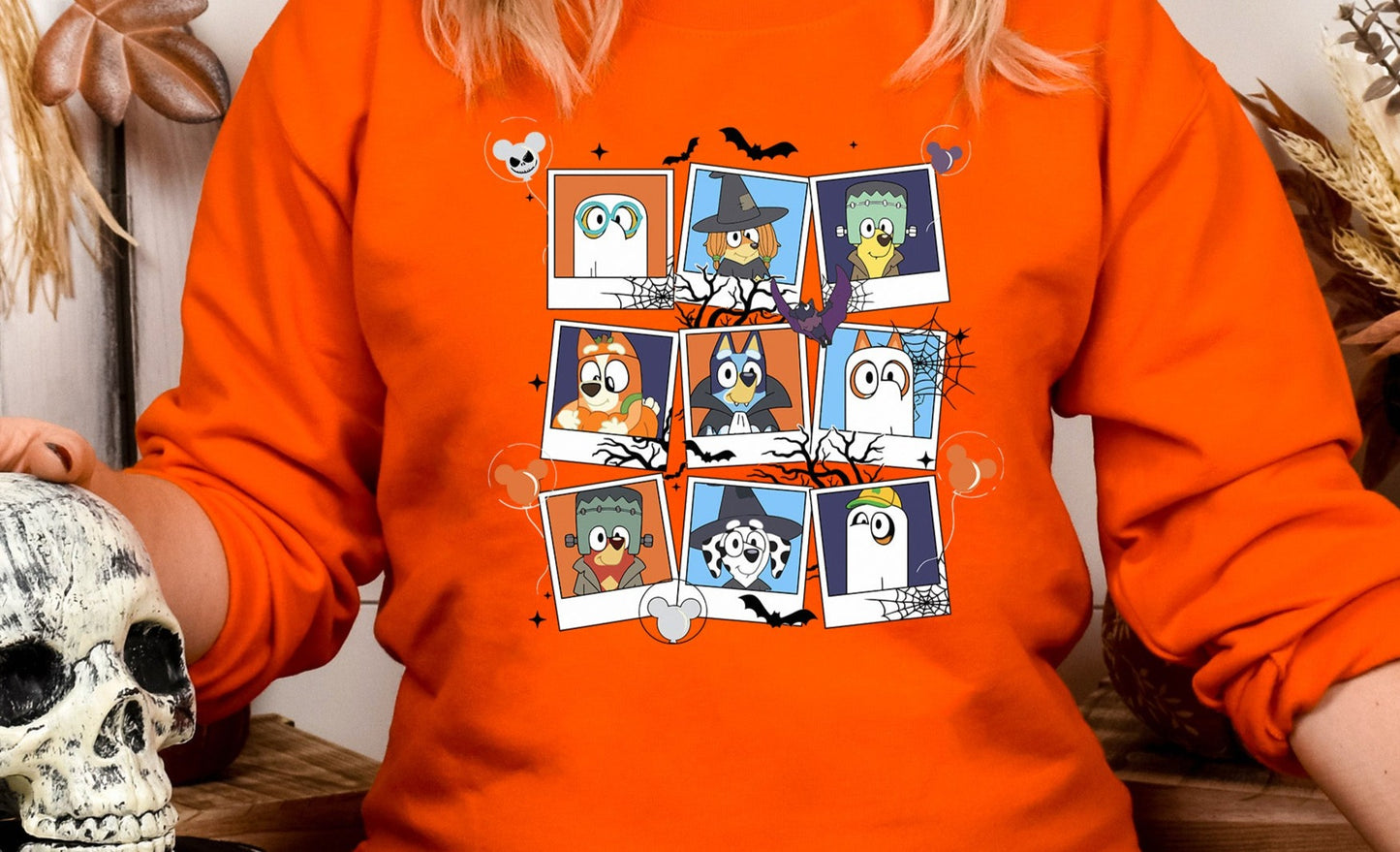 Blue and Friends Spooky Polaroid Photo Collage DTF Transfer