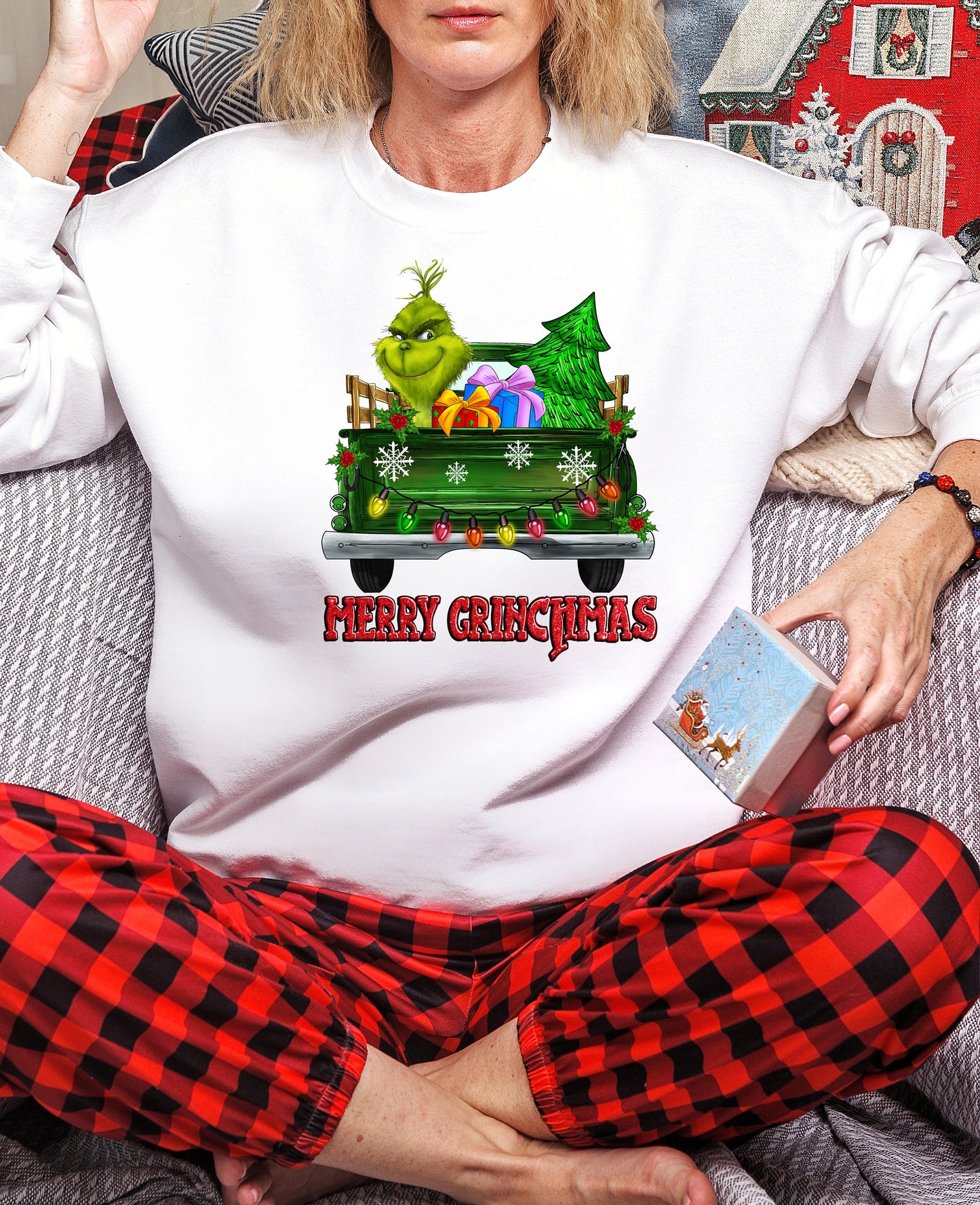Merry Christmas Green Guy with Green Truck DTF Transfer