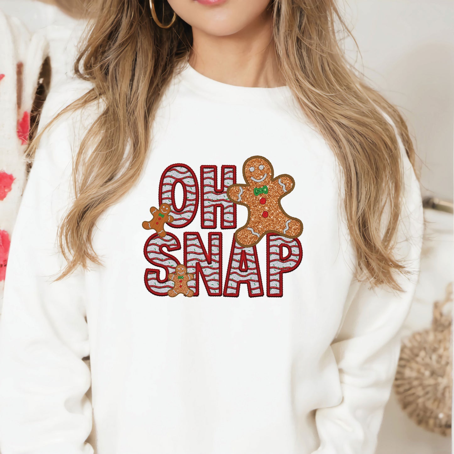 Faux Glitter Oh Snap Gingerbread Christmas DTF Transfer