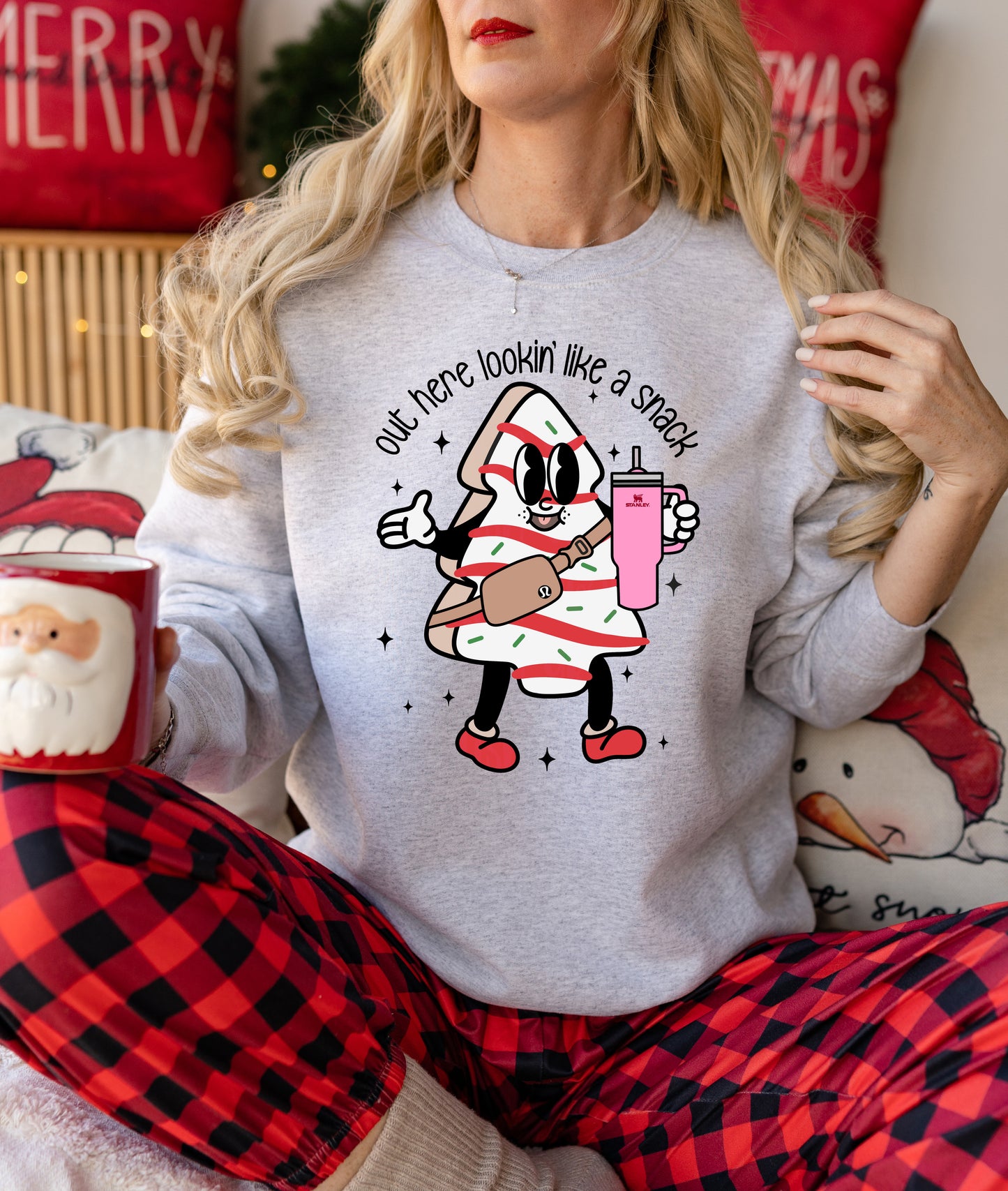 Out Here Lookin Like A Snack, Branded Cup and Bag Christmas Theme Cakes, Christmas DTF Transfer