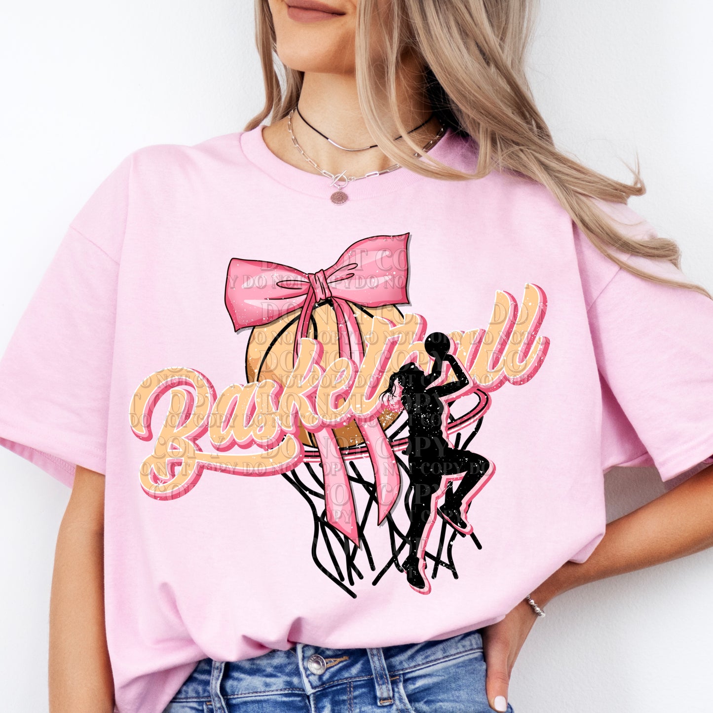 Pink Bow Basketball DTF Transfer