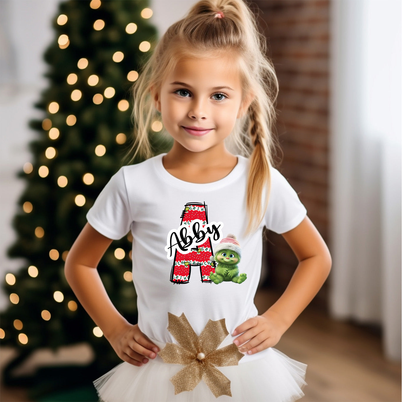 Customizable Baby Green Guy Letter and Name-Red Lettering Set Hat DTF Transfer