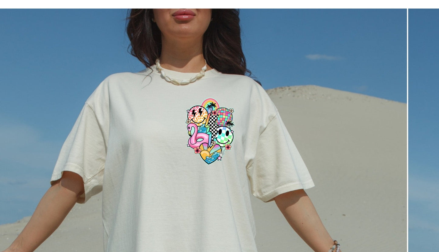 Tanned Tatted and Tipsy, with Pocket Happy Face Collage Pocket Design DTF Transfer