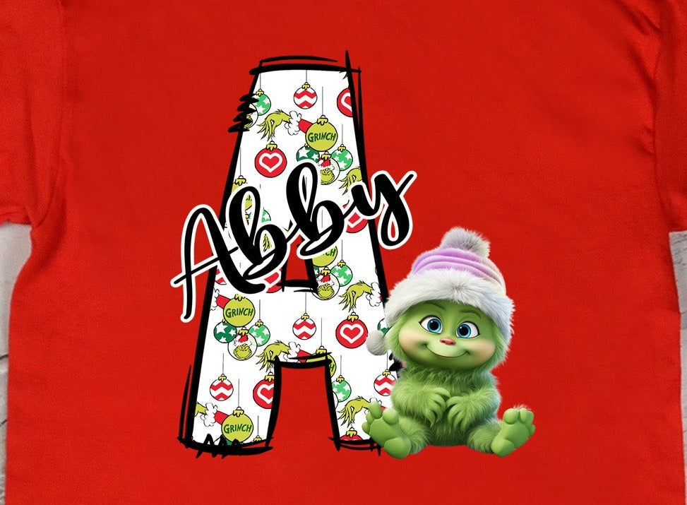 Customizable Baby Green Guy Letter and Name-White Lettering Set Hat DTF Transfer