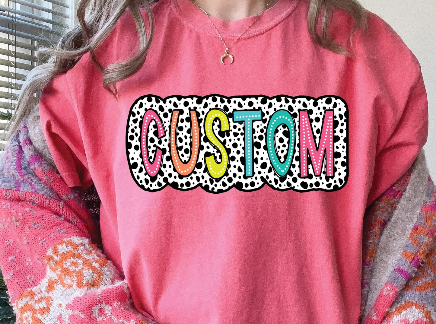 Custom Bright Colorful, Dalmatian, Dotted DTF Transfer