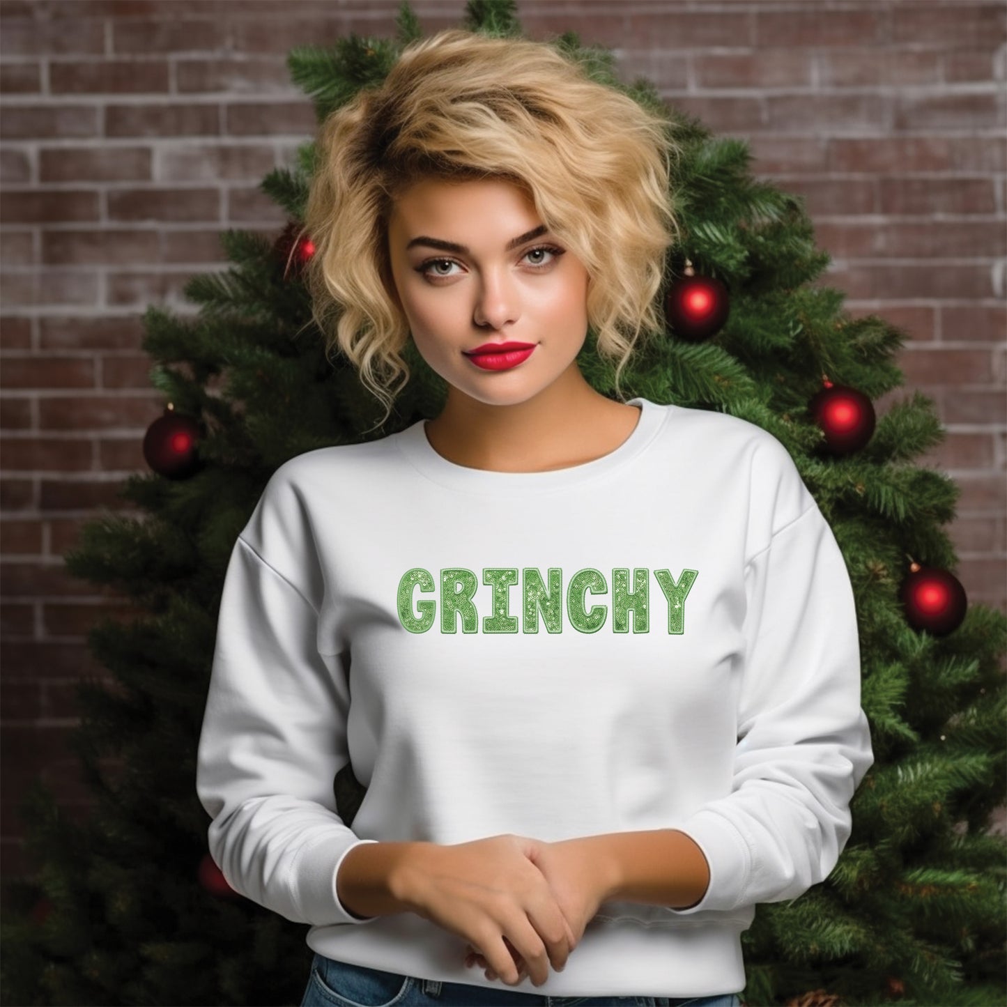Mean Green Faux Sequin, Faux Sequin, Christmas DTF Transfer