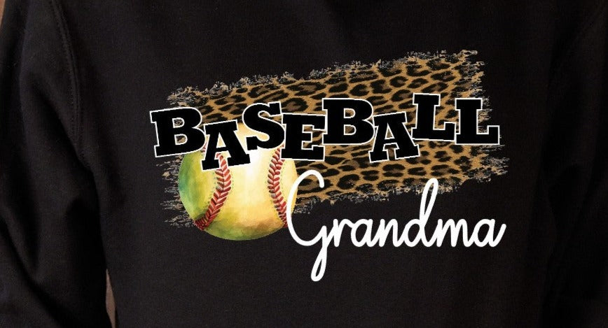 Basbeball Grandma, Leopard, Baseball, Grandma, Gameday DTF Transfer