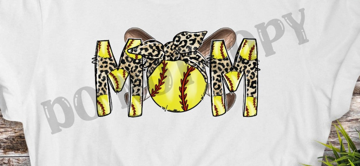 Mom Softball, Leopard,Softball Mama, Softball, Softball Mom DTF Transfer