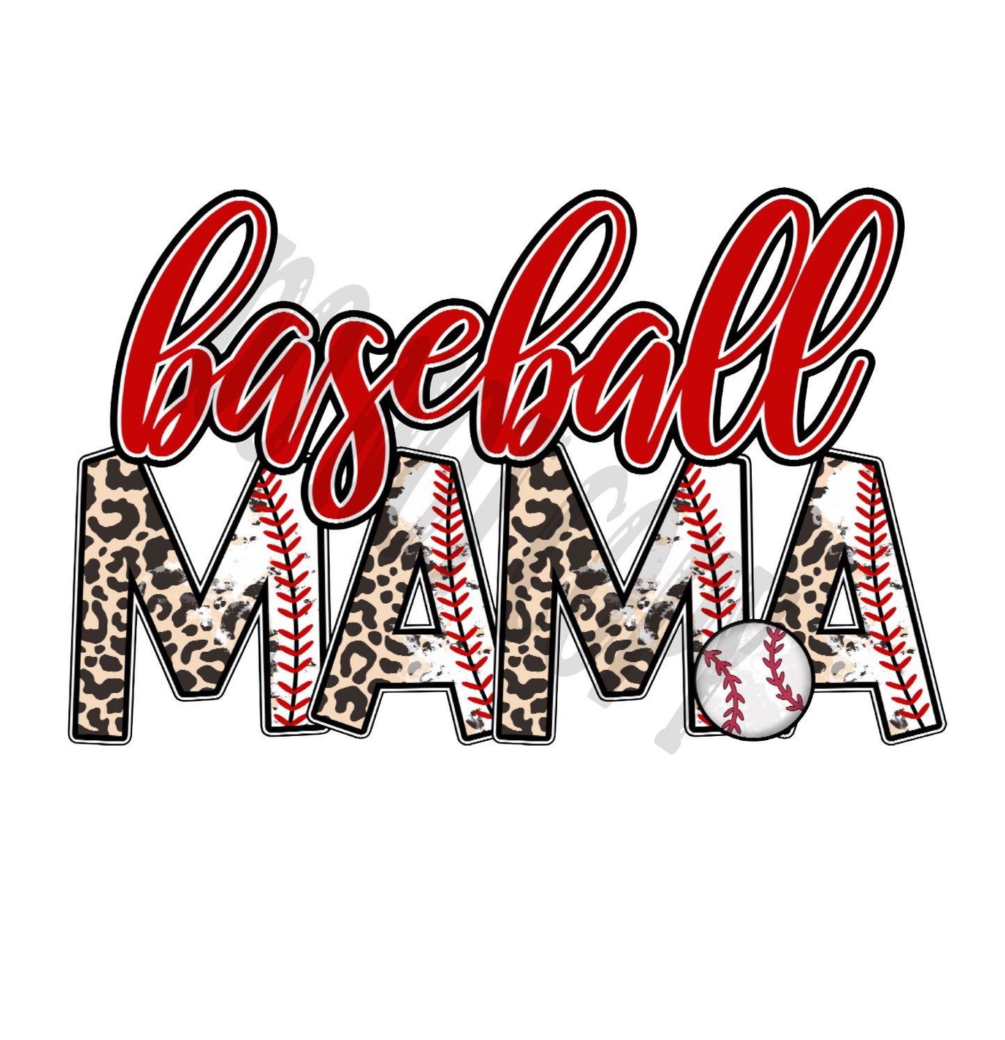 Baseball Mom, Baseball Mama, Leopard, DTF Transfer
