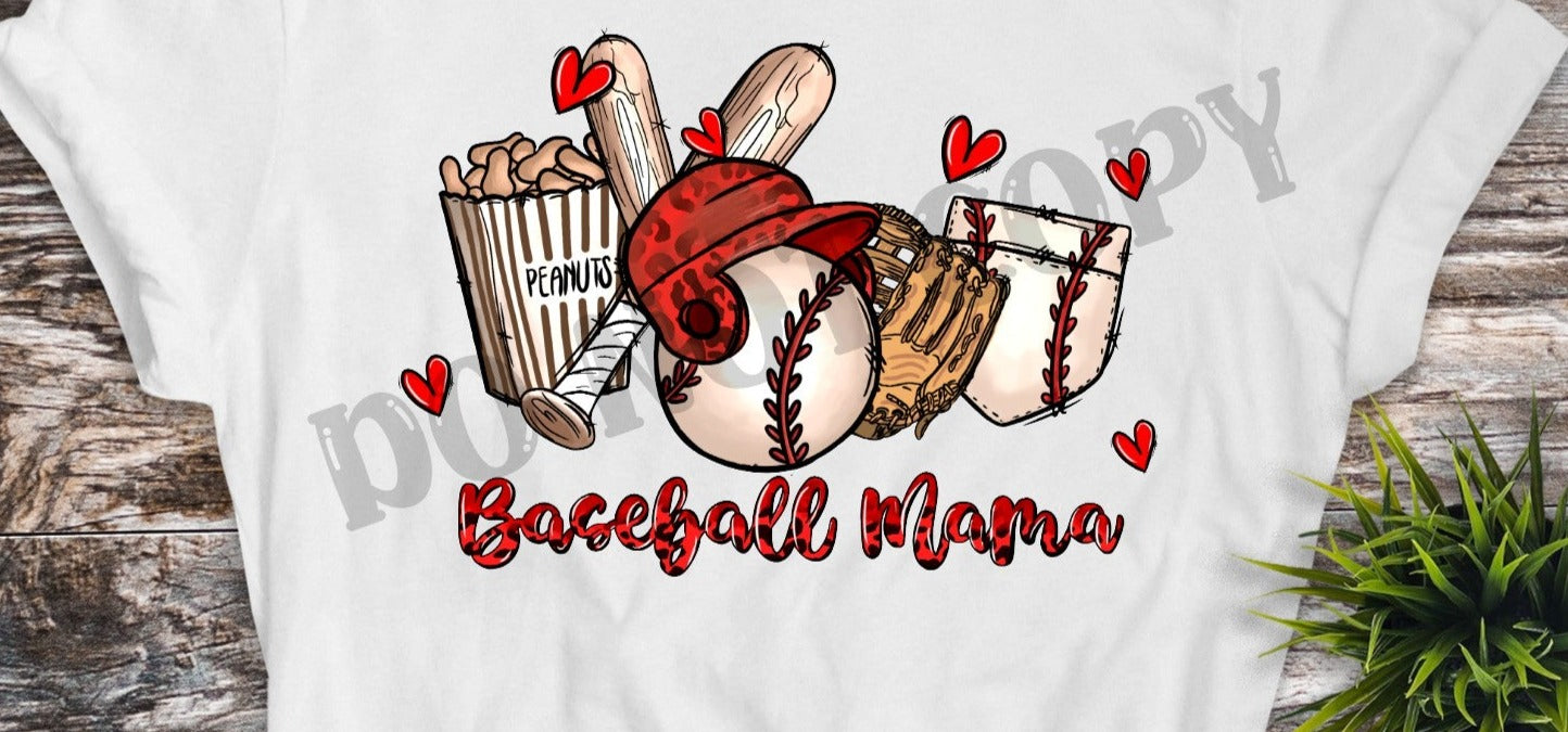 Baseball Mama Theme, Baseball Bat, Baseball Peanuts, Baseball Helmet, Baseball Season, Leopard Print, DTF Transfer