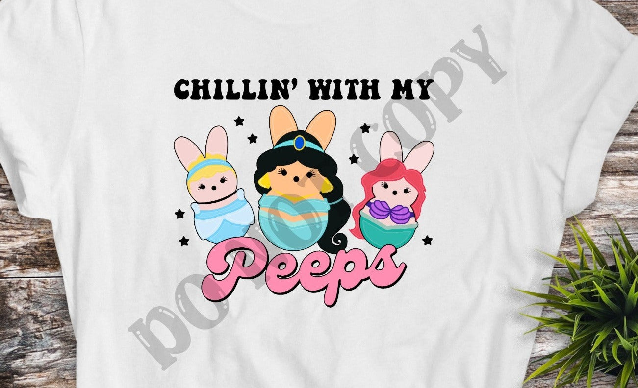 Chillin With My Peeps, Mermaid, Jasmine, Magical DTF Transfer