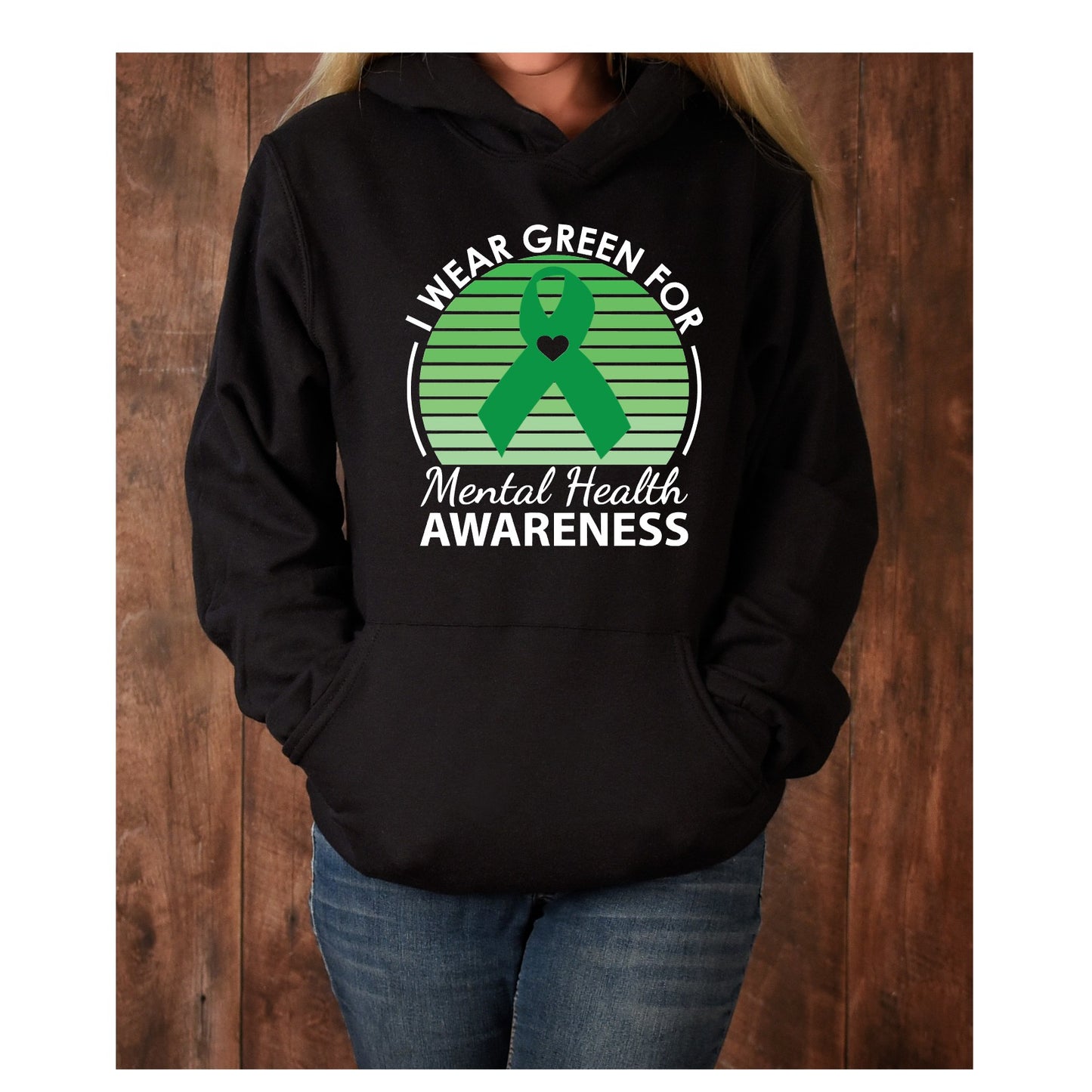 I Wear Green For Mental Health Awareness, Mental Health, Awareness, Green Ribbon DTF Transfer