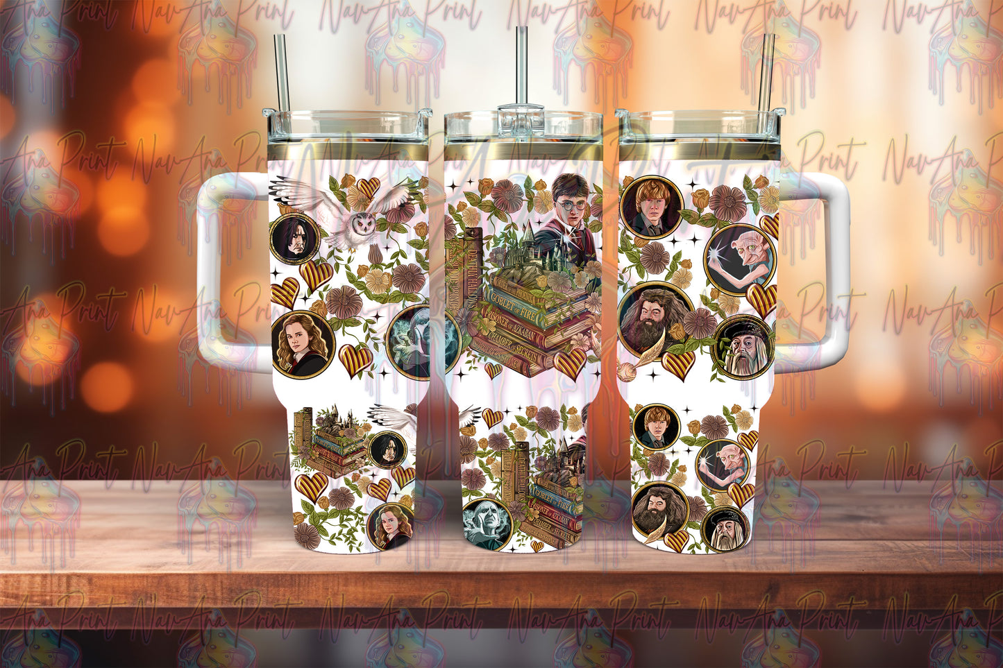 40oz UV DTF Tumbler Wrap Wizard Books School Magic. Glass Can. Permanent Sticker Decal.