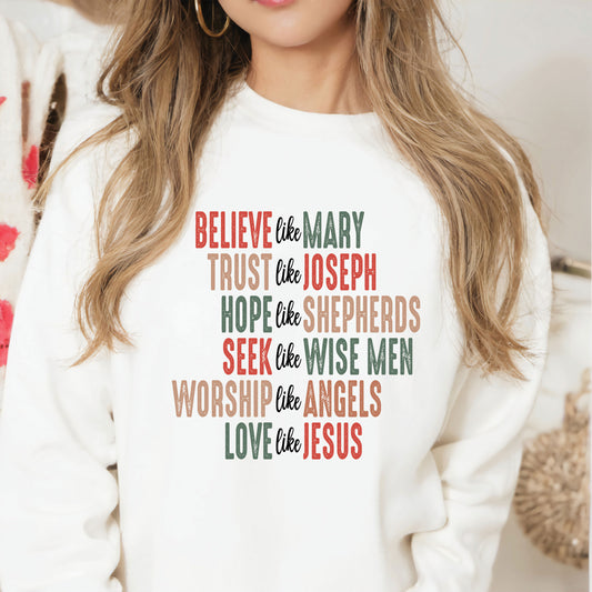 Believe In Mary Love Like Jesus Quote DTF Transfer