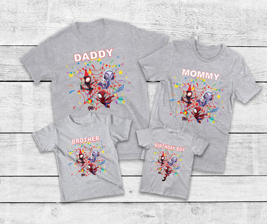 Spiderman and friends Family Birthday Customizable Shirts DTF Transfers