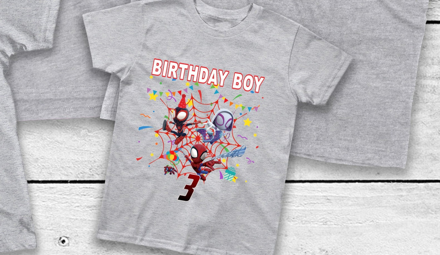 Spiderman and friends Family Birthday Customizable Shirts DTF Transfers