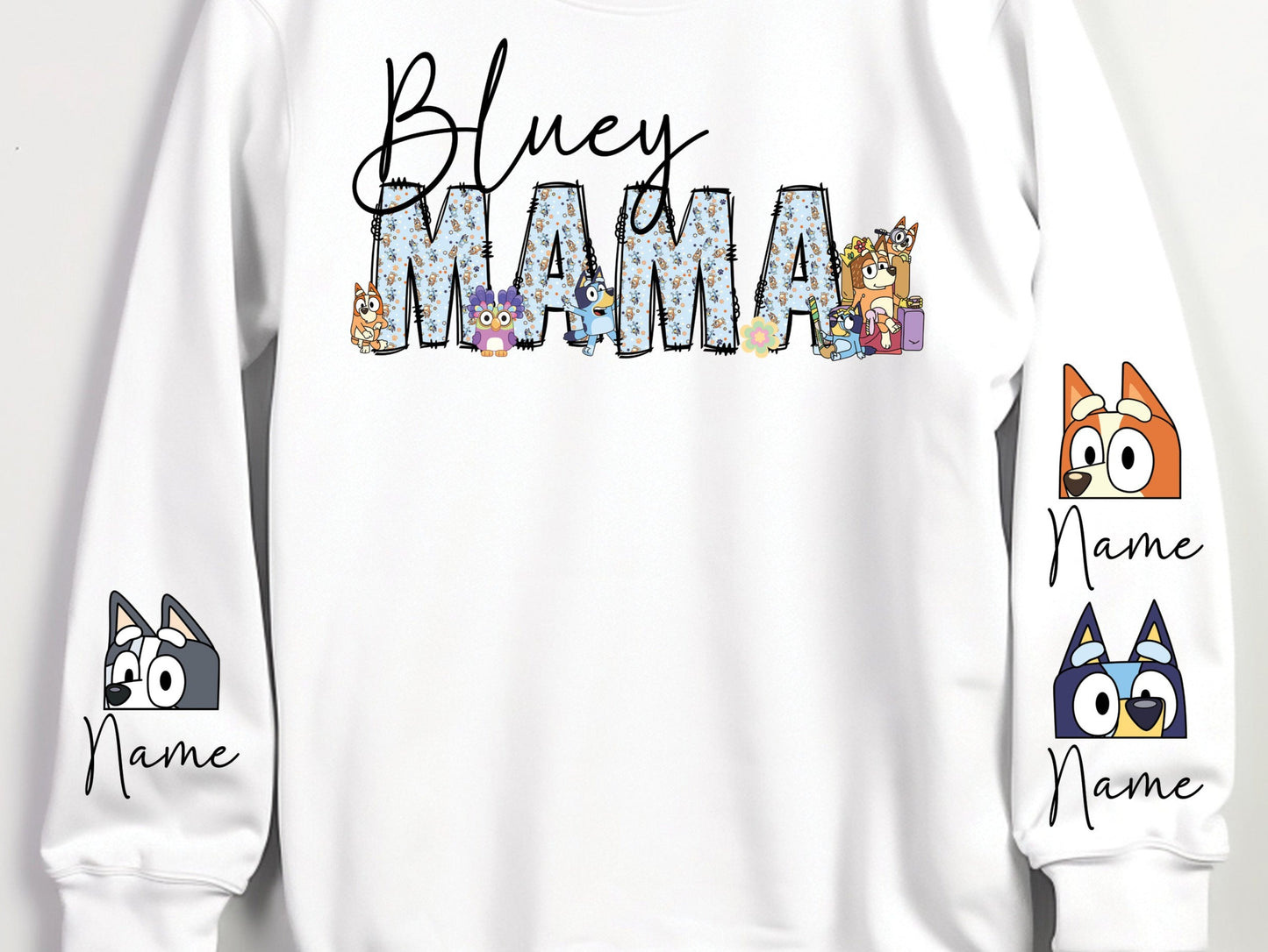 Bluey Mama, Personalized with Bluey Characters DTF Transfer