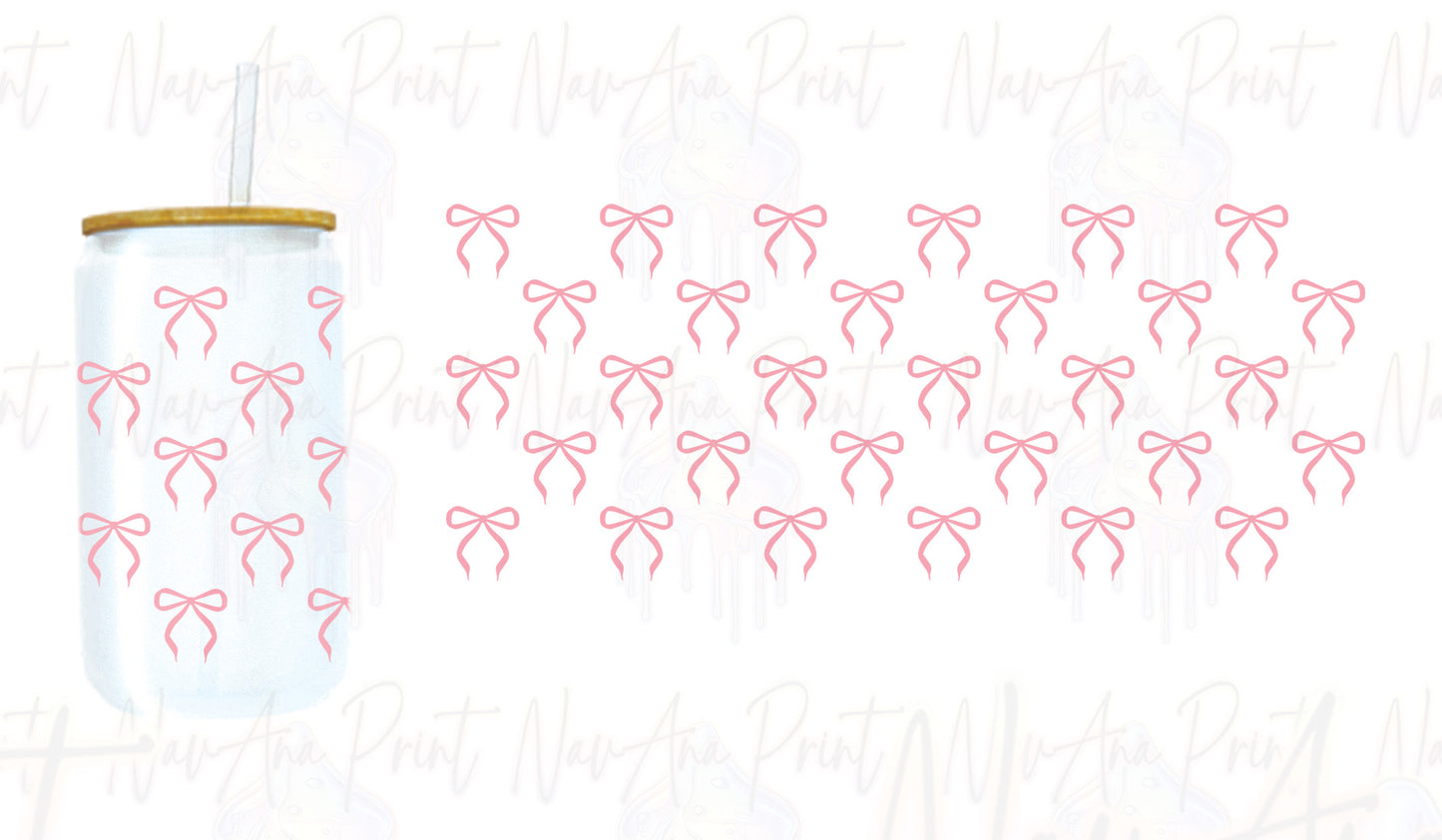 Mini Bows Theme, Valentine, Baby Shower, Birthday, Coquette Theme UV Glass, Tumbler Wrap Transfer