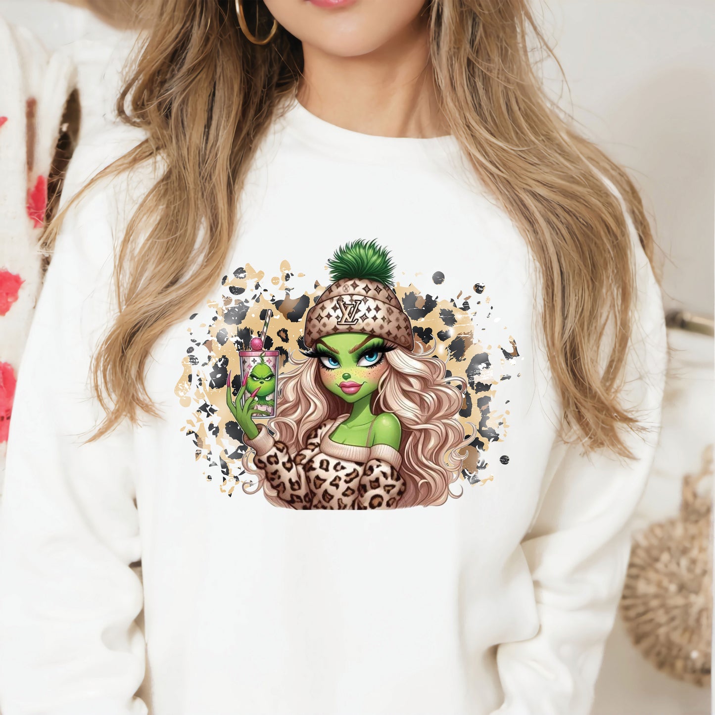 Designer Leopard Boujie Girl Grinch DTF Transfer