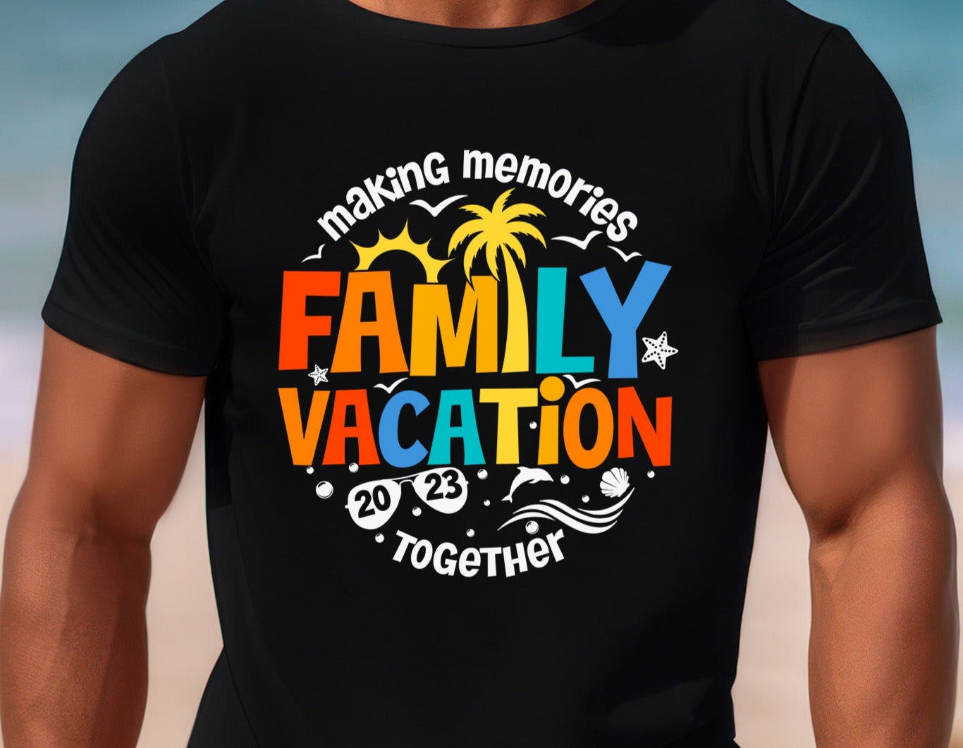 Family Vacation 2023, Vacation, Cruise Ship, Family White Lettering DTF Transfer