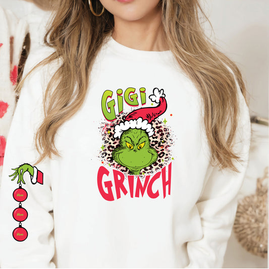 GiGi Grinch w/Sleeve Personalized with Names option DTF Transfer