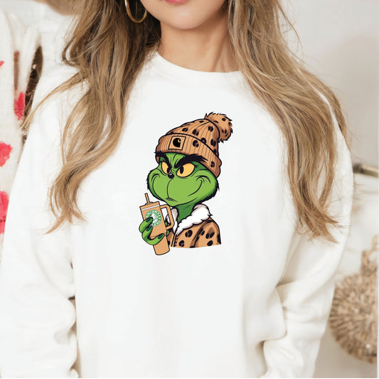 Grinch Leopard with Thermal Cup DTF Transfer
