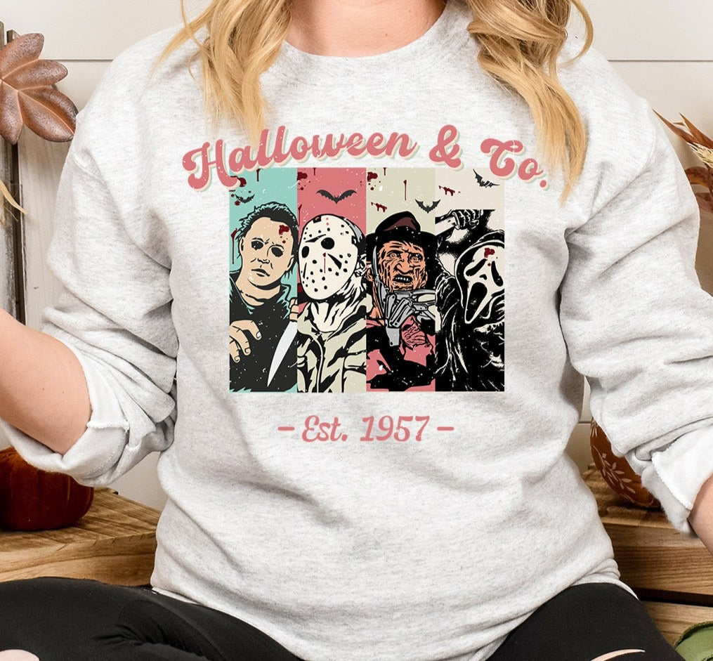 Halloween and Company Horror Characters Vibes, Grunge Halloween DTF Transfer