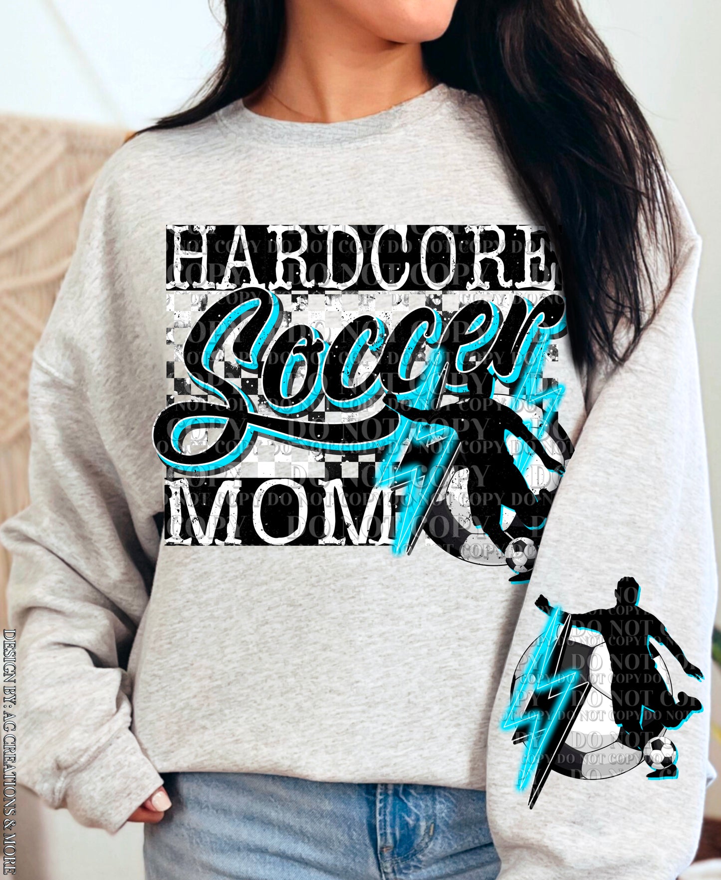 Hardcore Blue soccer Mom w/Sleeve option DTF Transfer