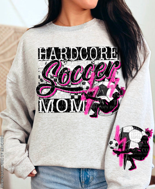 Hardcore Pink Soccer Mom w/Sleeve option DTF Transfer