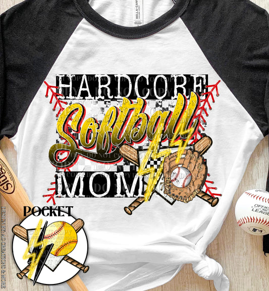 Hardcore Softball Mom w/Sleeve option DTF Transfer