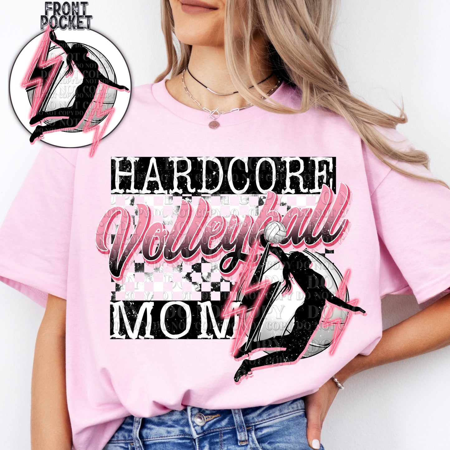 Hardcore Volleyball Mom w/Sleeve option DTF Transfer