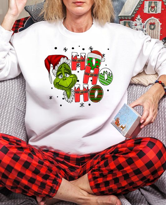 Ho Ho Ho Grinch Face Christmas Theme DTF Transfer