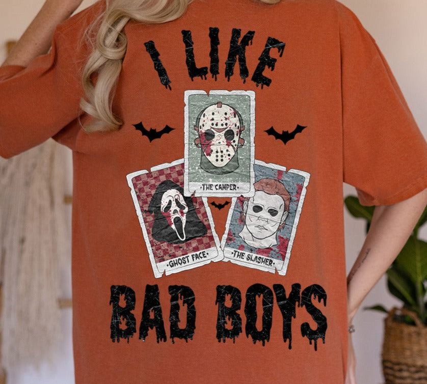 I Like Bad Boys, Horror Characters Vibes, Grunge Halloween DTF Transfer