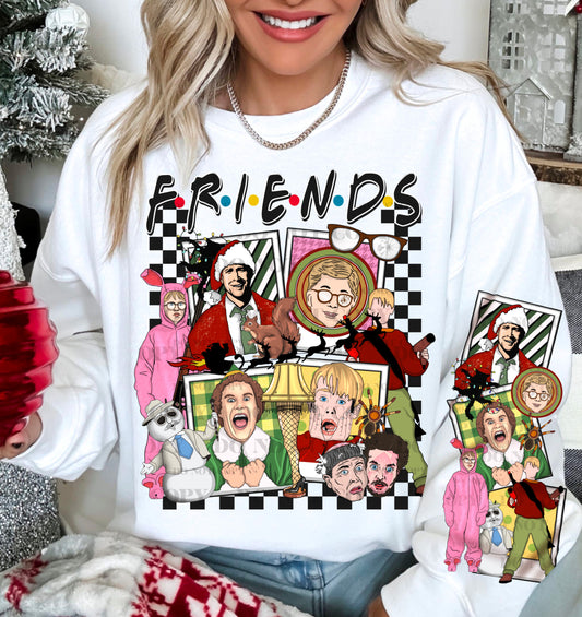 Iconic Friends Christmas Characters with Sleeve DTF Transfer