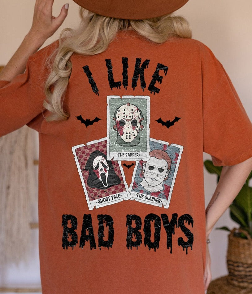 I Like Bad Boys Halloween Design, Horror Characters DTF Transfer