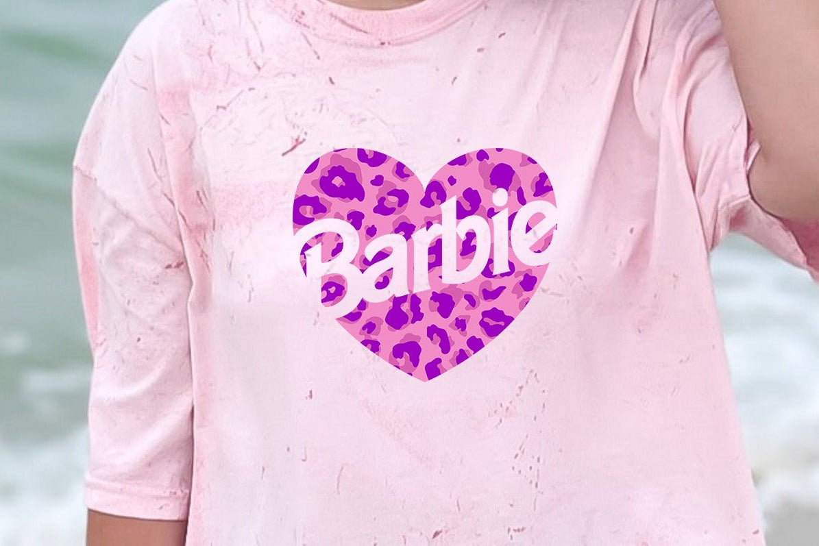 Barbie Heart Leopard Design DTF Transfer