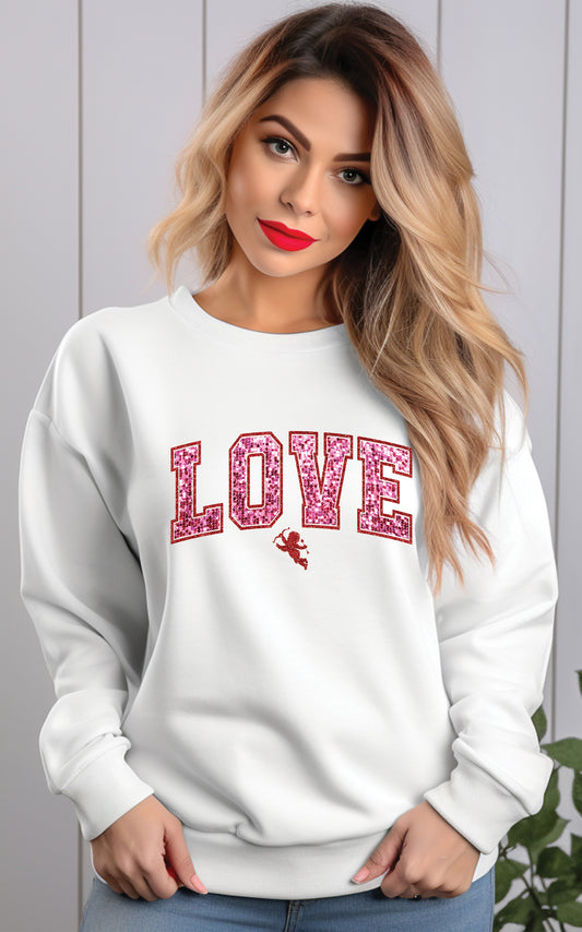 Faux Glitter Love Cupid Valentines DTF Transfer