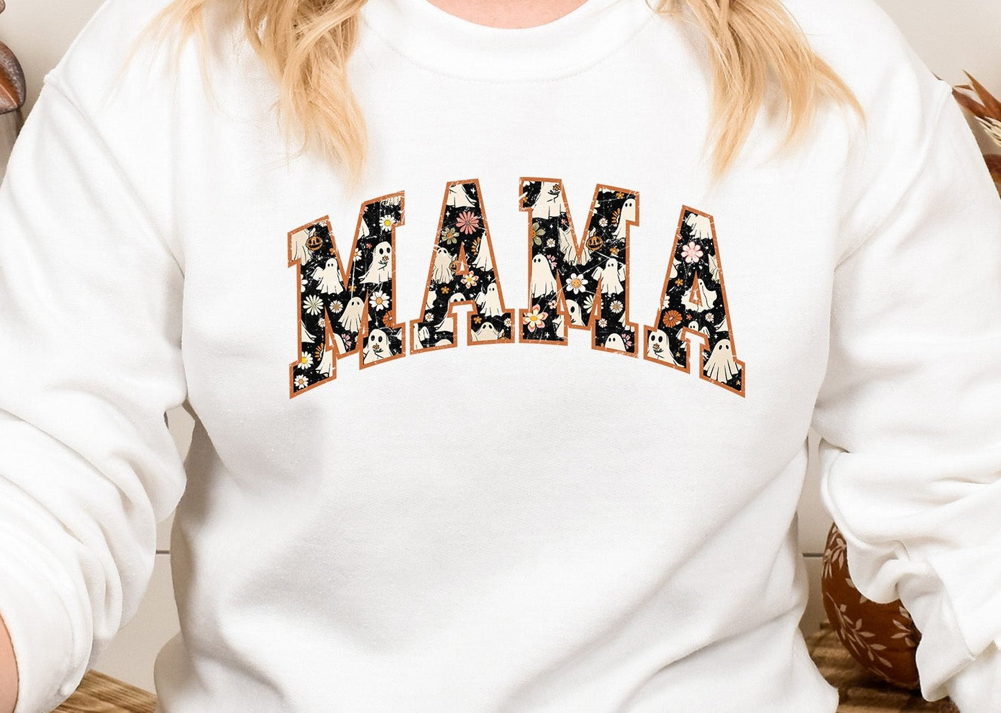 Mama Retro Distressed, Non Distressed Halloween DTF Transfer