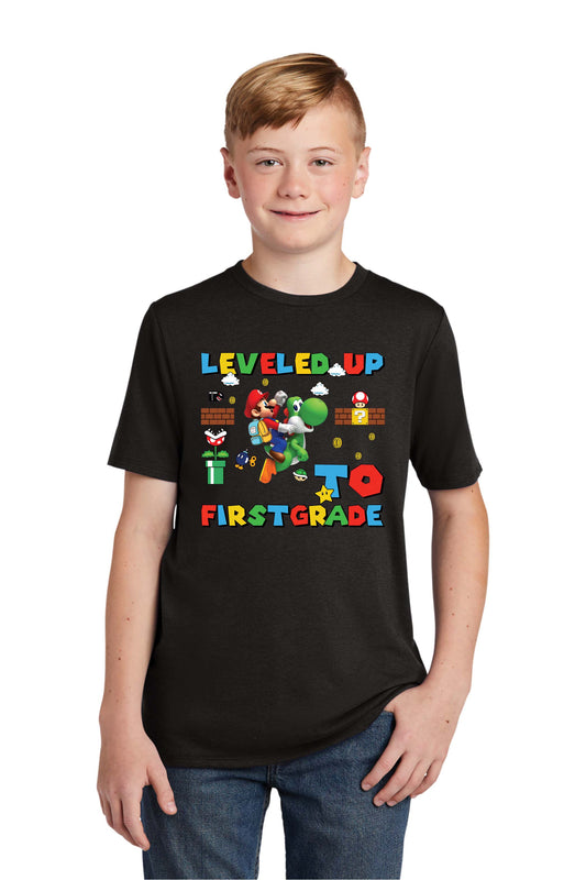 Super Mario Level Up to First Grade, Back To School DTF Transfer