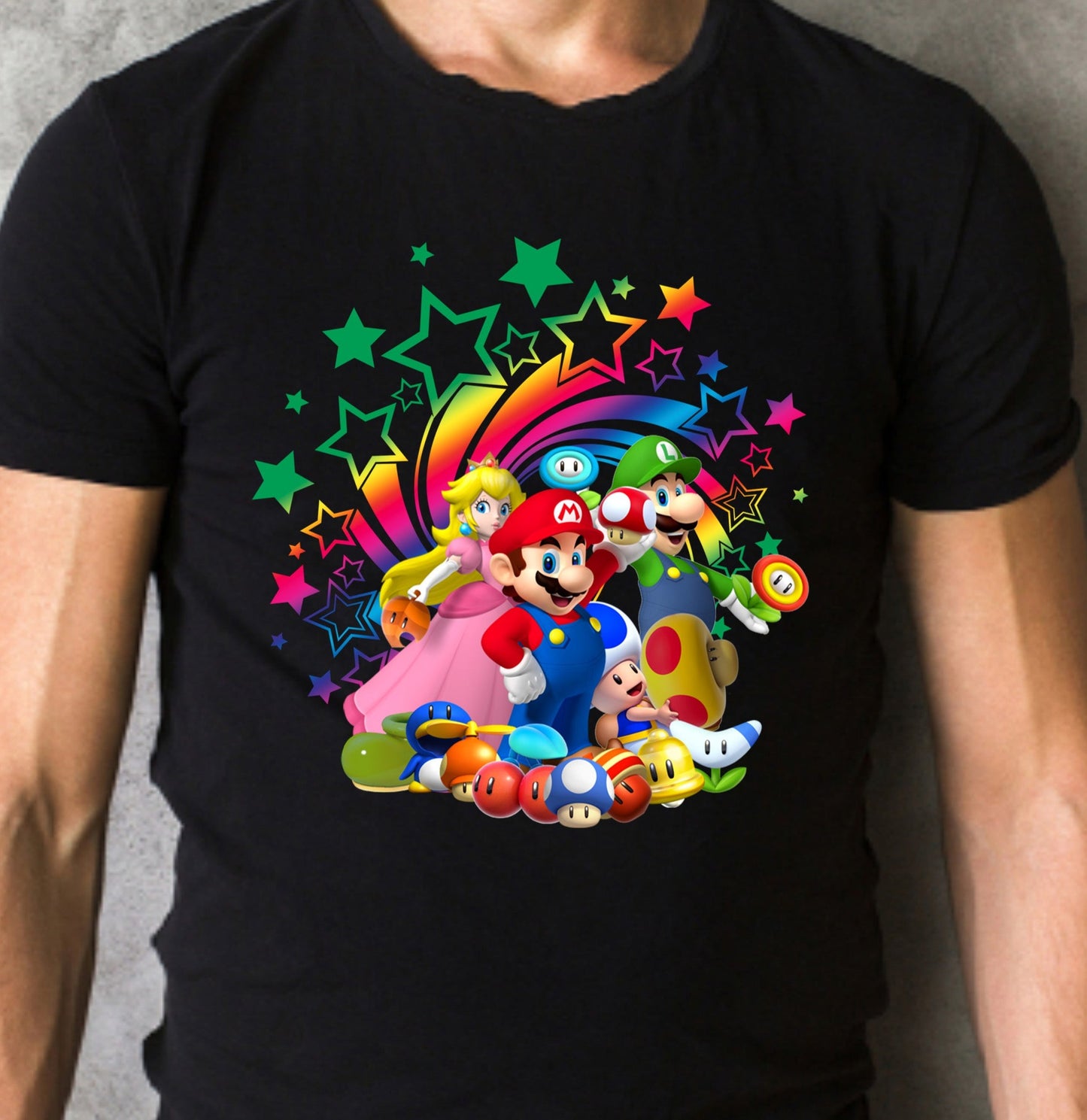 Super Mario and Friends, Luigi, Princess Peach, Toadstool DTF Transfer