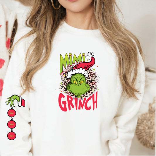 Mimi Grinch w/Sleeve Personalized with Names option DTF Transfer