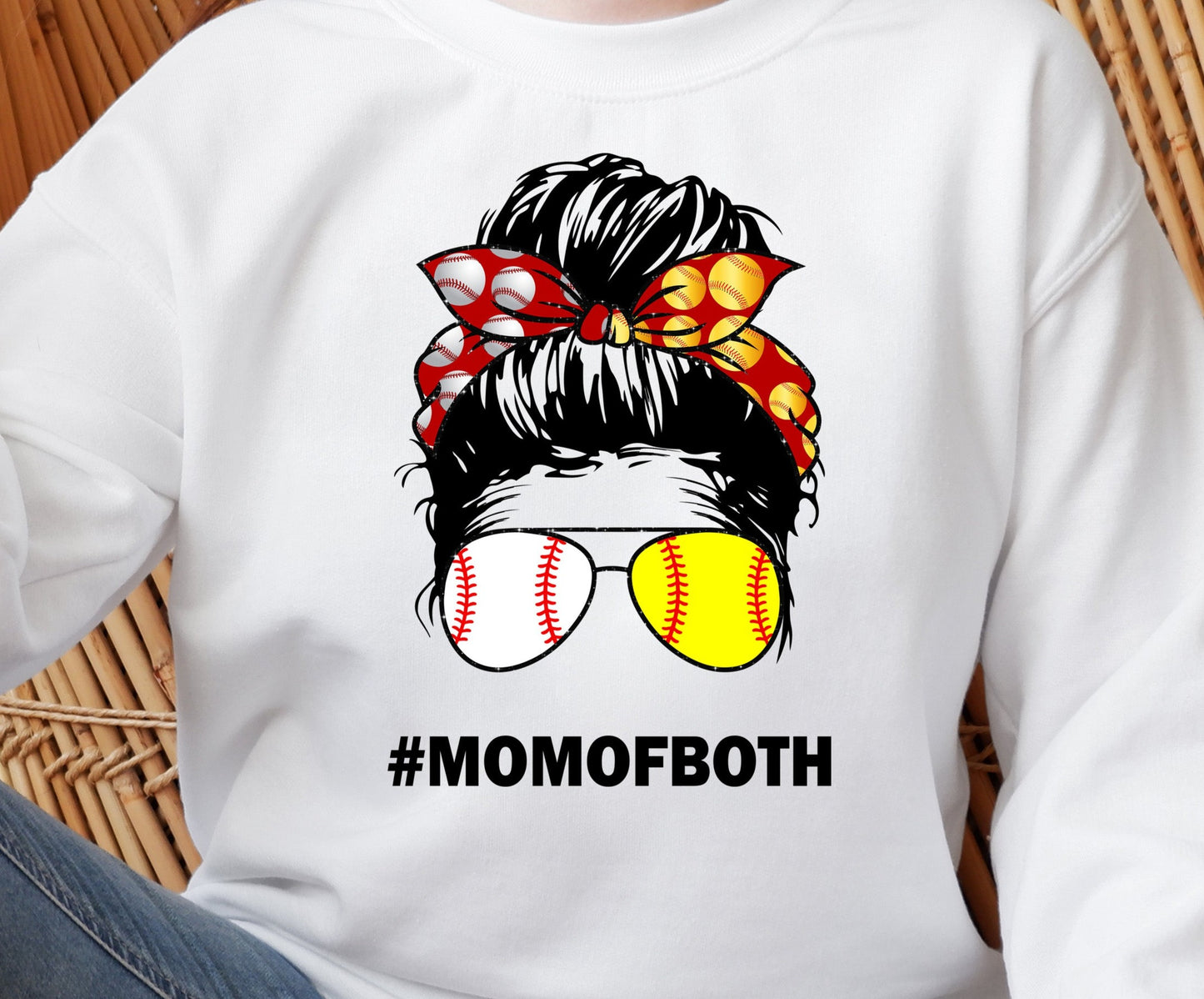 Mom of Both Baseball and Softball, Softball, Baseball DTF Design