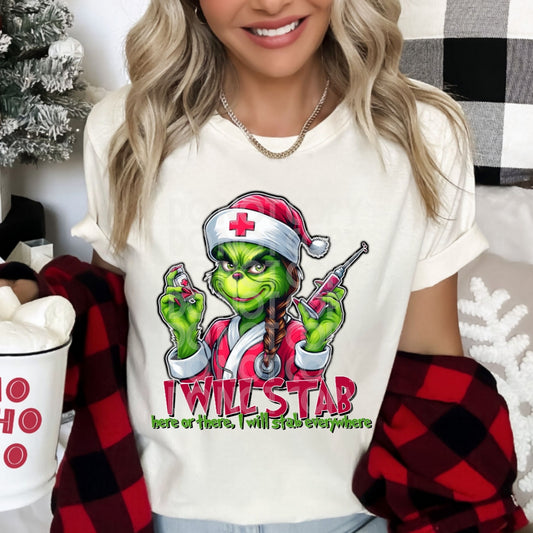 Phlebotomist Grinch DTF Transfer